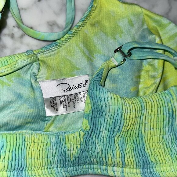 Peixoto Vibrant Green/Blue Tie-Dye Bikini Set with NWT Sarong - Picture 9 of 10